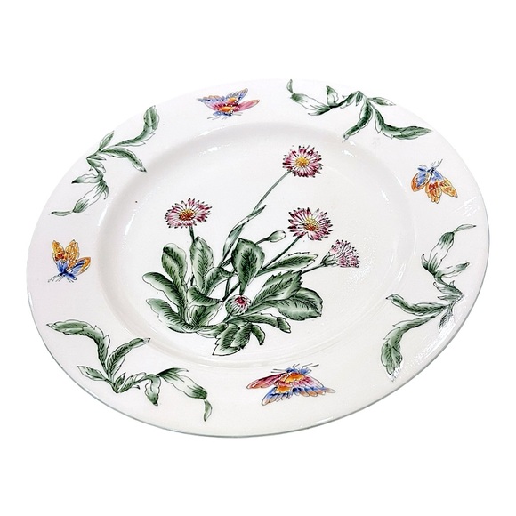 ORIENTAL ACCENT 10.5" Hand Painted Raised Daisies Butterflies Decorative Plate - Picture 4 of 15